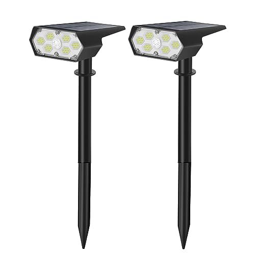【新品】ソーラーライト 屋外 人感センサー ガーデンライト スポットライト イルミネーション 2200mAH 42LEDs 昼光色 防犯防災 IP65防水 玄関 庭園 歩道 車道 駐車場 照明 2個セット 102b3fa6