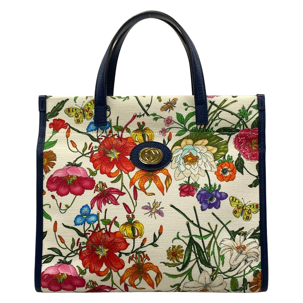 GUCCI(グッチ) ハンドバッグ フローラ,インターロッキングG 550141 アイボリー×レッド×マルチ 花柄 レザー
