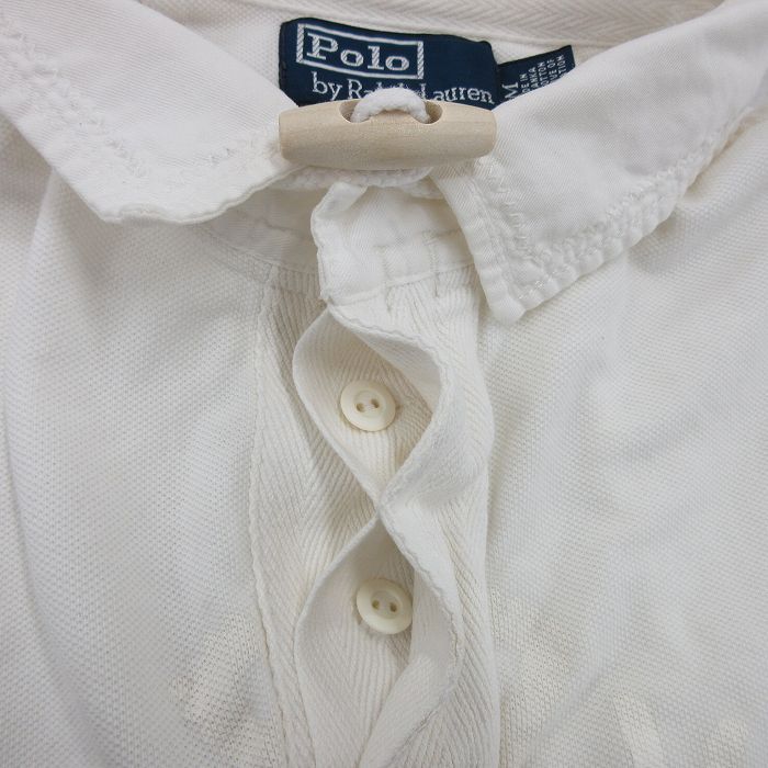 L/古着 ラルフローレン 半袖 ブランド ラガー シャツ メンズ 90年代 90s ビッグロゴ コットン 白【spe】 26apr13