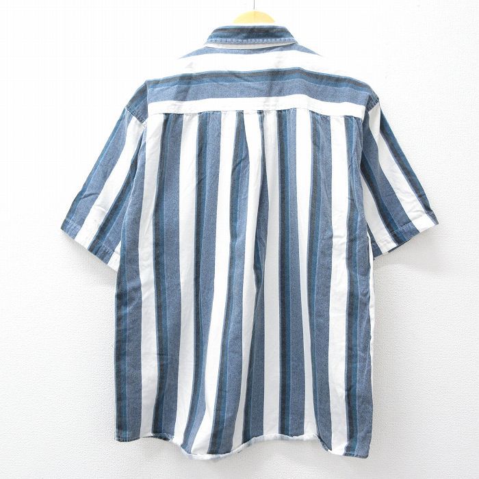 XL/古着 FADED GLORY 半袖 シャツ メンズ 90年代 90s コットン 薄紺他 ストライプ 26apr13