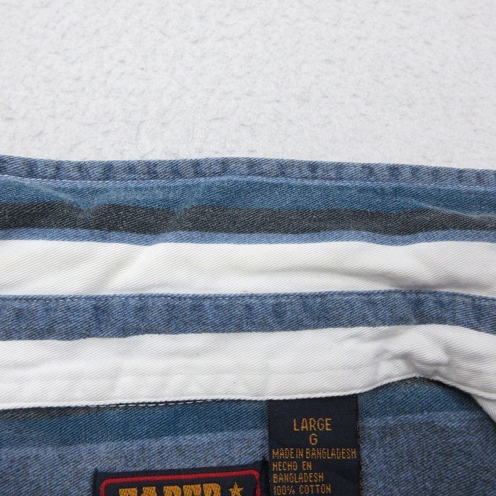 XL/古着 FADED GLORY 半袖 シャツ メンズ 90年代 90s コットン 薄紺他 ストライプ 26apr13