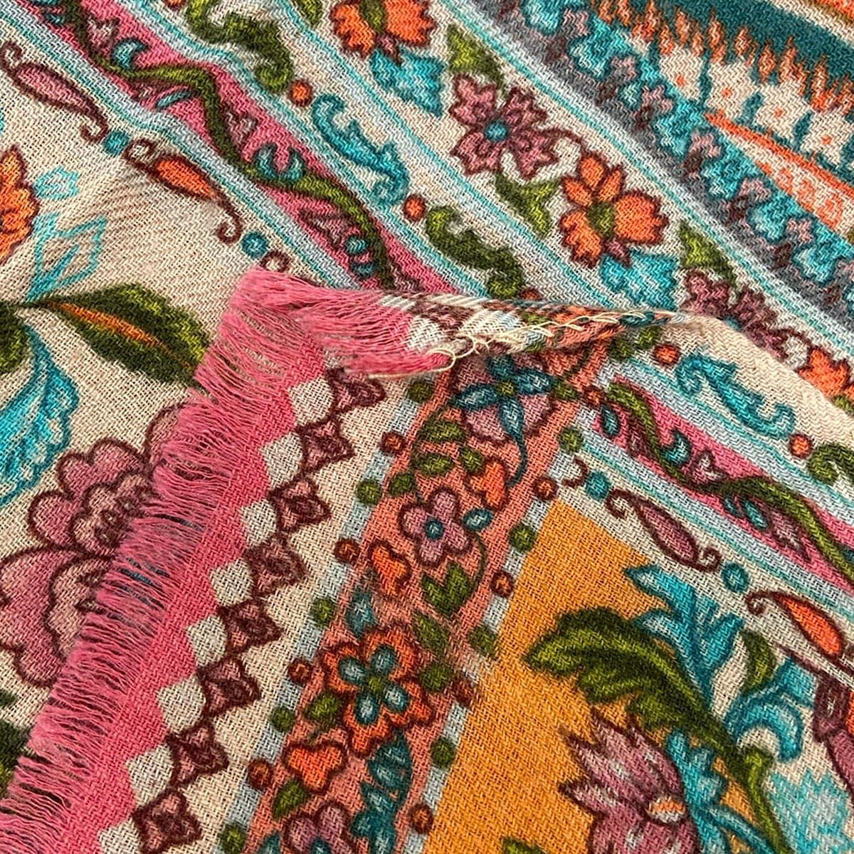 ETRO(エトロ) ストール(ショール)美品 - ピンクベージュ×ライトブルー
