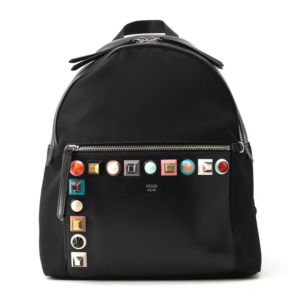 フェンディ リュック スタッズ レザー 8BZ035 FENDI バッグ バックパック 黒