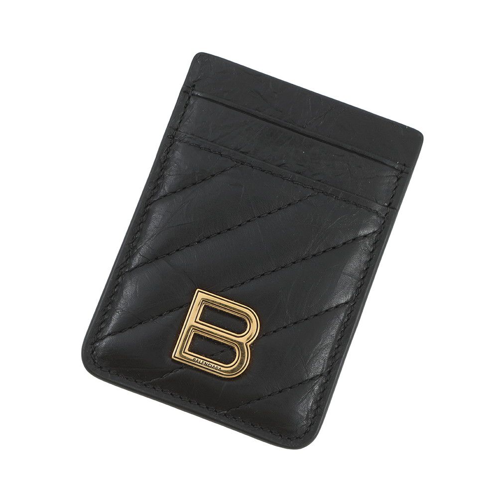 バレンシアガ カードケース Crush マグネットカードホルダー キルテッド カーフスキン 782132 BALENCIAGA 黒
