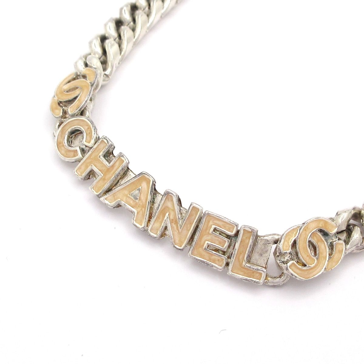CHANEL(シャネル) ネックレス シルバー×ベージュ