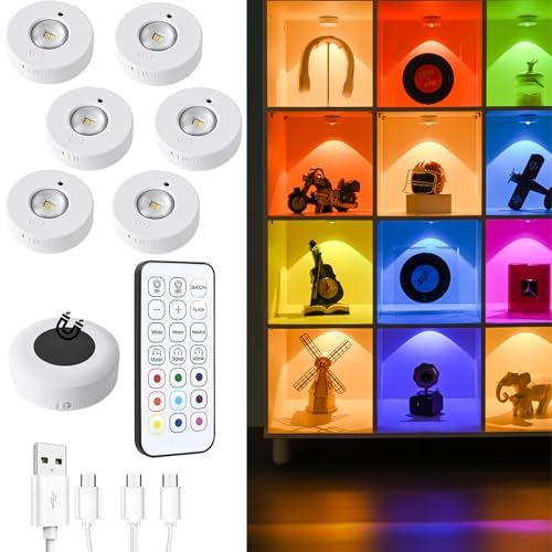 フィギュア ライト キャビネットライト 充電式 IRリモコンつき 昼光色・昼白色・電球色の3種類の色温モードに加え、9色のRGBカラーを搭載 タッチライト タイマー機能 キッチン・キャビネット・ディスプレイケース用 usb ライト (ホワイト 865d802c