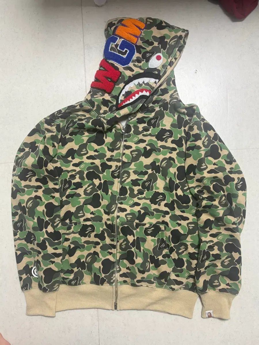 A BATHING APE® ABC カモフラージュ シャーク フール ジップ フーディー グリーン