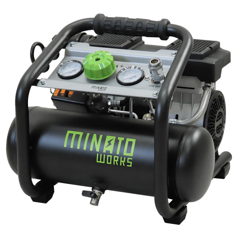 ミナトワークス オイルレス 型 エアーコンプレッサー 静音 CP-61Si (100V/タンク容量6L)t