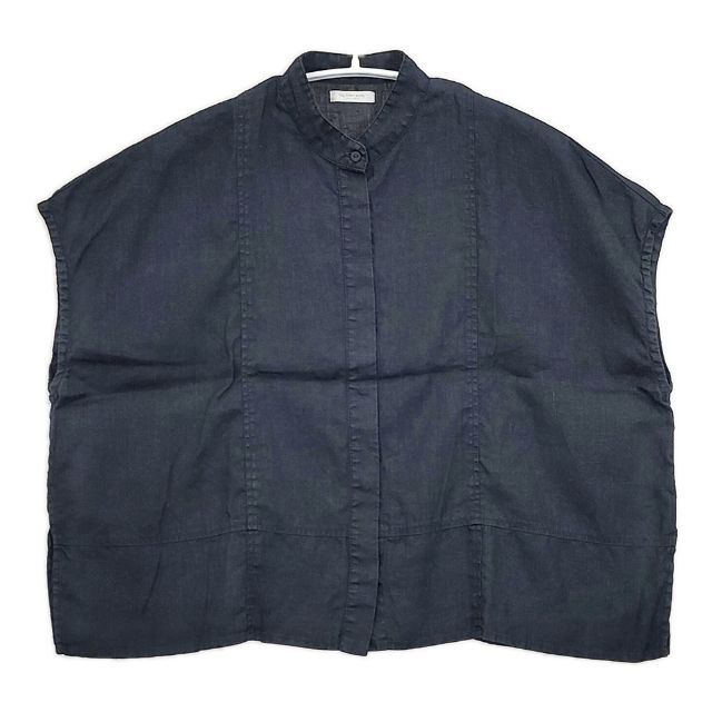 【美品】フォグリネンワーク fog linen work ブラウス 貝ボタン fog linen work リトアニア製 リネン ワイド ノースリーブ 比翼ボタン