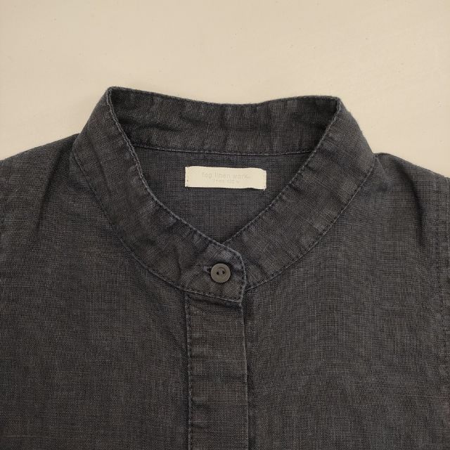 【美品】フォグリネンワーク fog linen work ブラウス 貝ボタン fog linen work リトアニア製 リネン ワイド ノースリーブ 比翼ボタン