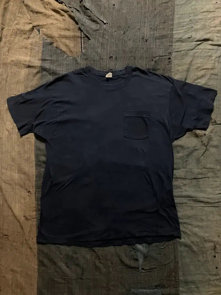 90s USA ヴィンテージ フルーツ OF ザ ルーム セルビッジ ポケット Tシャツ ネイビー