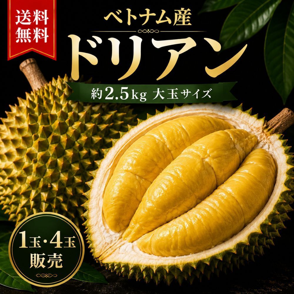 ベトナム産 ドリアン 4玉セット 送料無料 南国フルーツ ご家庭用 贈答用