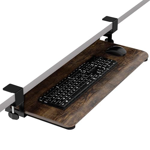ERGOMAKER キーボードスライダー キーボードトレイ 後付け キーボードスライド式 クランプ式 キーボード引き出し キーボードブリッジ デスク拡張 後付け 机 広げる キーボード収納 マウス収納可能 組立簡単 トレイ幅650*300mm 567cf388