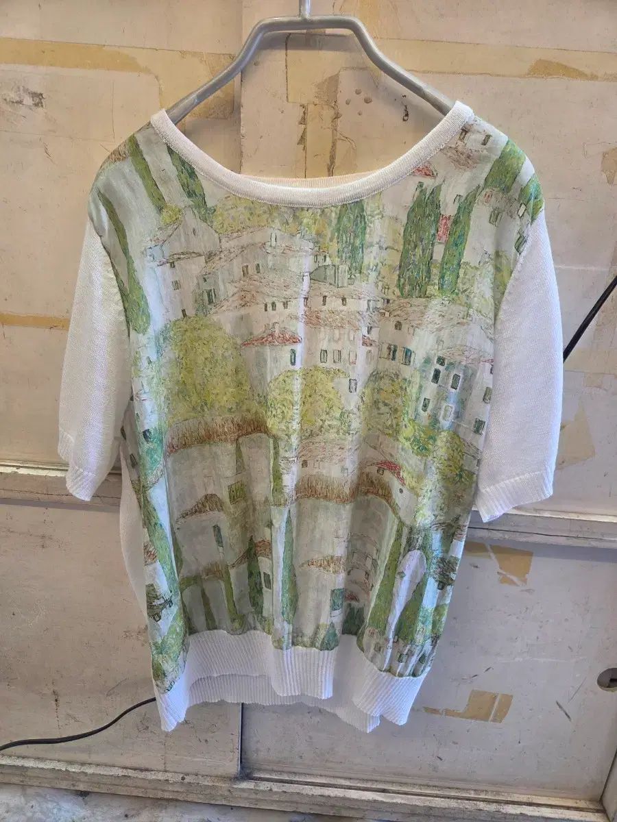 名画 白 麻 Tシャツ