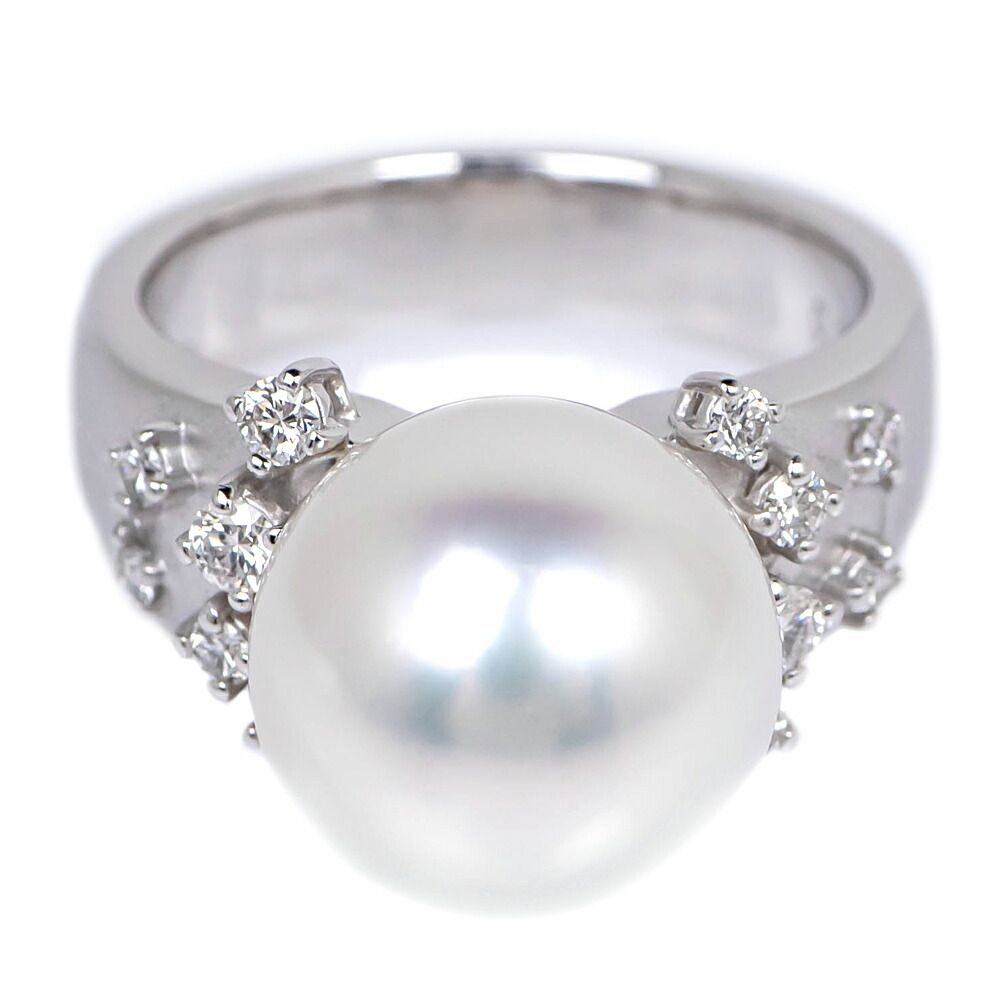 【名東】タサキ リング 12.5号 パール 11mm ダイヤ 0.22ct K18WG 10.0g 田崎 真珠 ジュエリー