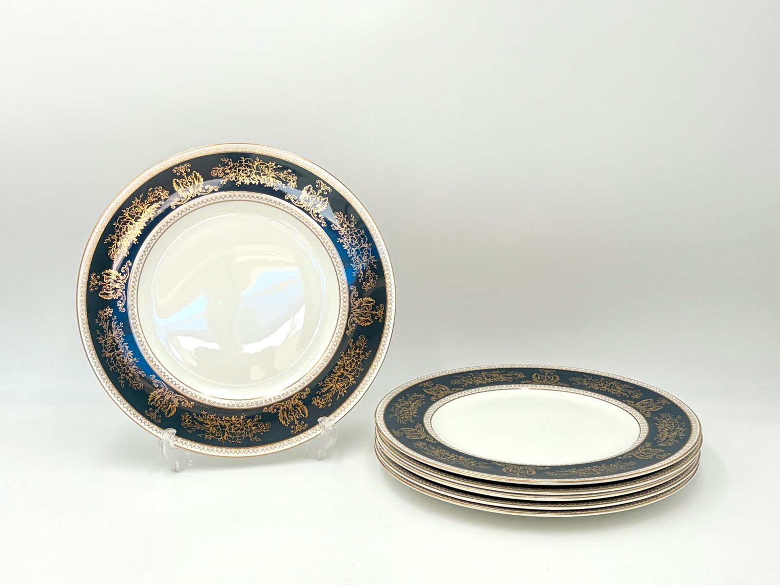 WEDGWOOD　ウェッジウッド　コロンビア　ブルー&ゴールド　プレート　27cm　6枚セット