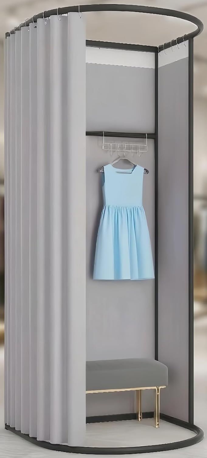 フィッティングルーム 更衣室 幅100CM×奥行95CM×高さ200CM シェーディングカーテン付き 洋服店 着替え 試着室 フック付き プライバシー保護ドレッシングルーム 安定感 広いスペース 組立簡単 仮設 取外し 持ち運び 耐久性 日本 19f5b3bf