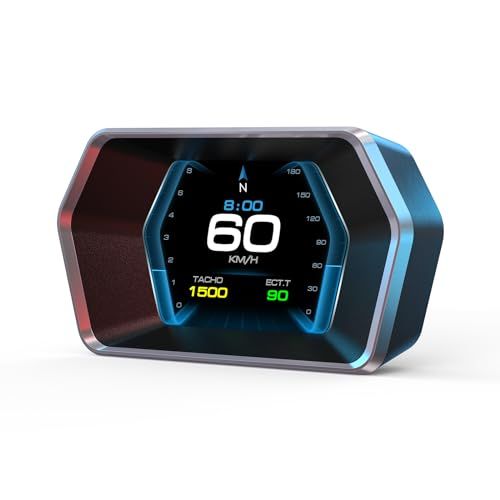 P17 obd2マルチメーター HUD ヘッドアップ ディスプレイ、OBD2+GPS モード スピードメーター、故障診断付き、obd2 マルチメーター、ECU データの読み取り、速度超過警告、2009年以降のほとんどの車種に適用されるobd2 4de1f0fb
