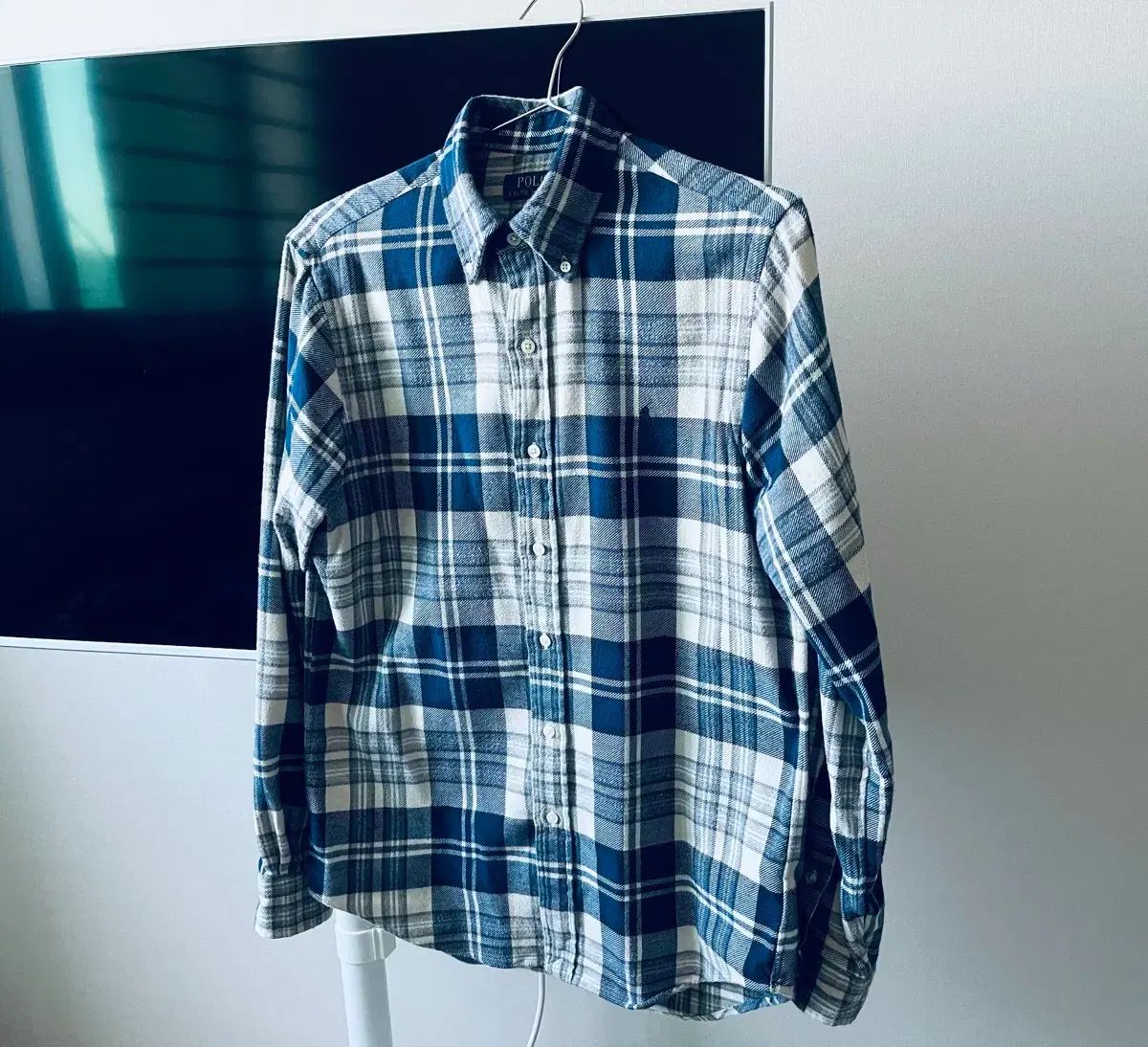 ポロラルフローレン ネイビー フランネル CHECK シャツ Sサイズ