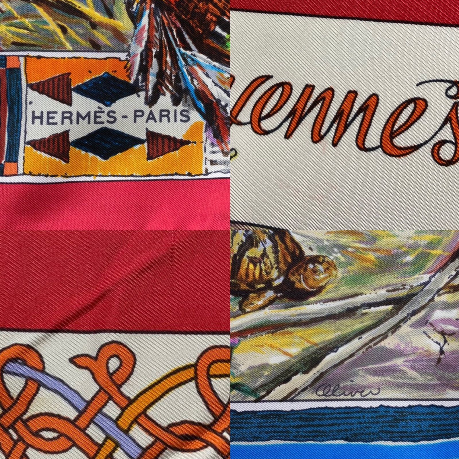 エルメス カレ90 Les Cheyennes シルクスカーフ シャイアン族 レッド 