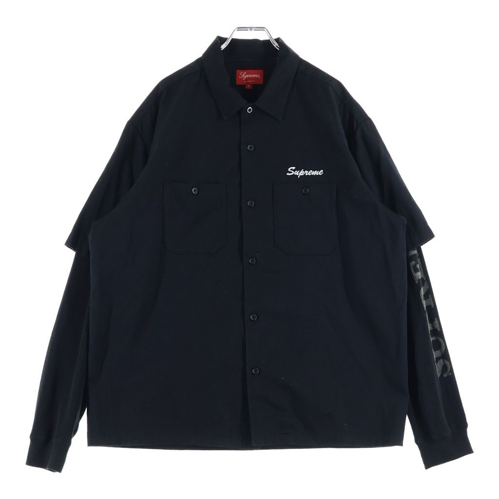 SUPREME (シュプリーム) 21AW Thermal Work Shirt サーマルレイヤード 長袖シャツ ブラック