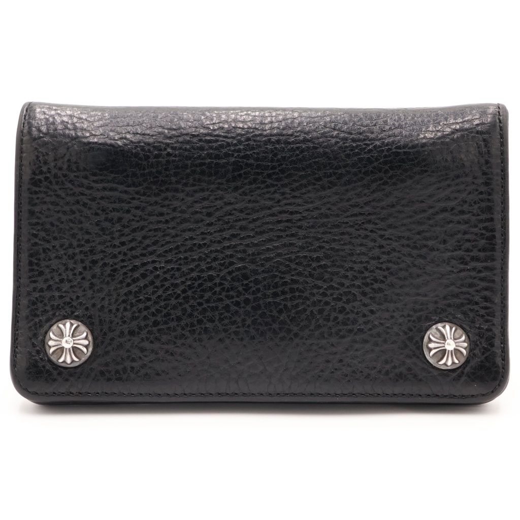 CHROME HEARTS (クロムハーツ) 1ZIP 1ジップ クロスボールボタンレザーウォレット 財布 ブラック BCA362