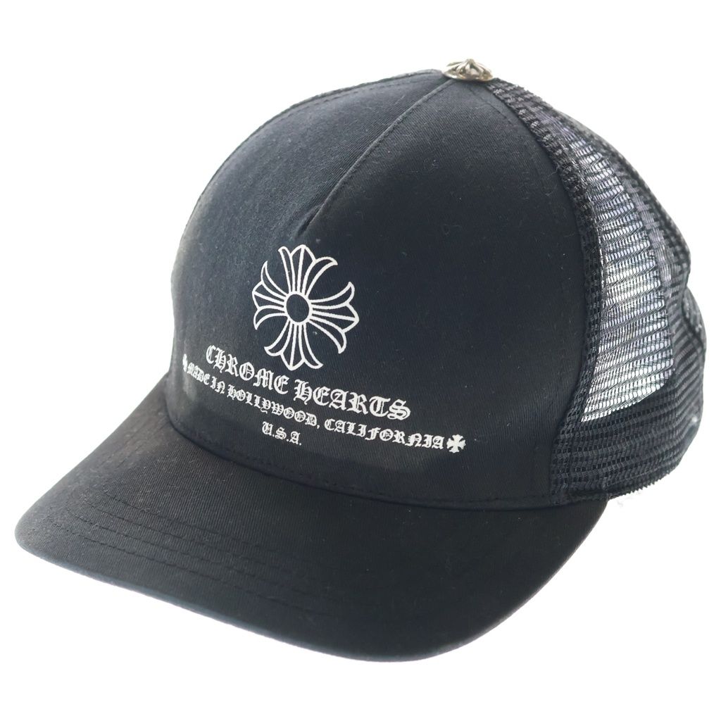 CHROME HEARTS (クロムハーツ) TRUCKER CAP CHプラスロゴプリント メッシュ トラッカーキャップ ブラック