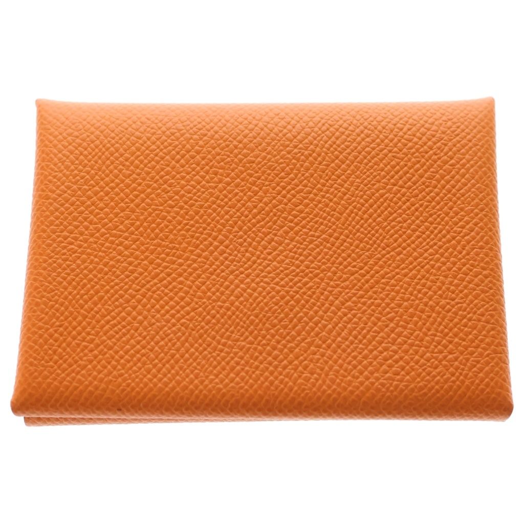 HERMES (エルメス) エルメス カルヴィデュオ エプソン レザー 小銭入れ コインケース 財布 オレンジ W刻印
