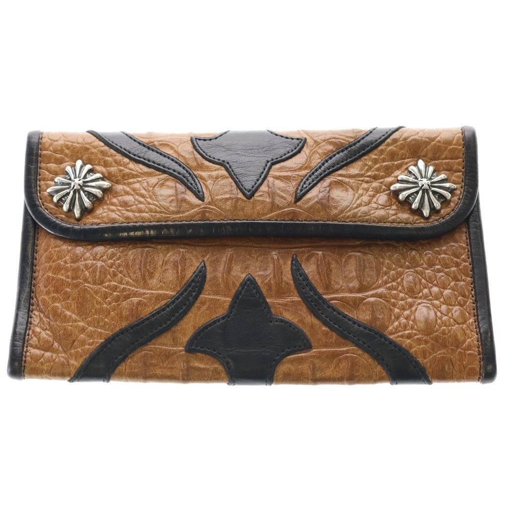 Travis Walker (トラヴィスワーカー) 2 Snap Alligator Cross Wallet 2スナップアリゲータークロスウォレット 3折りトラッカーウォレット 財布 ブラウン/レッド/ブラック