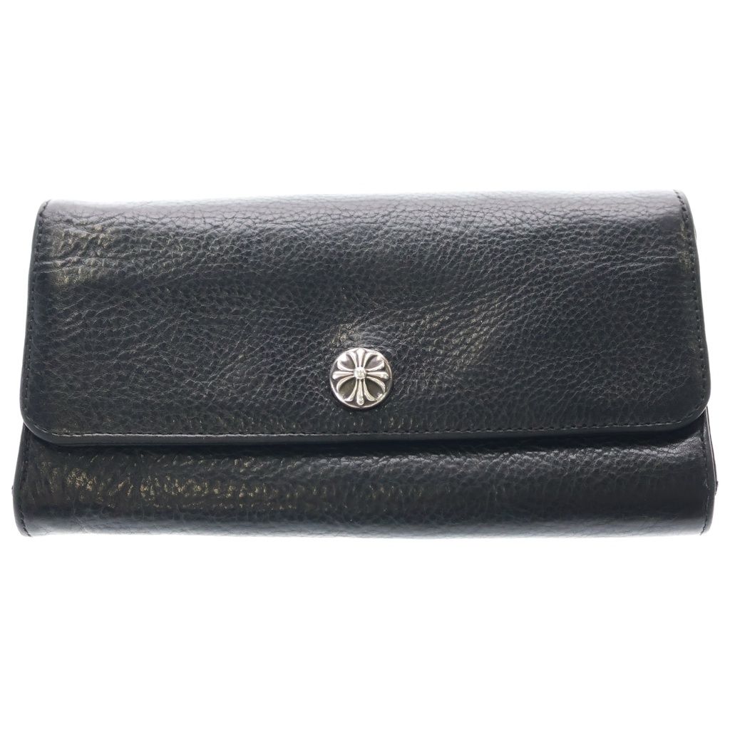 CHROME HEARTS (クロムハーツ) JUDY CROSS BALL ジュディ クロス ボール ボタン レザーウォレット 長財布 ブラック