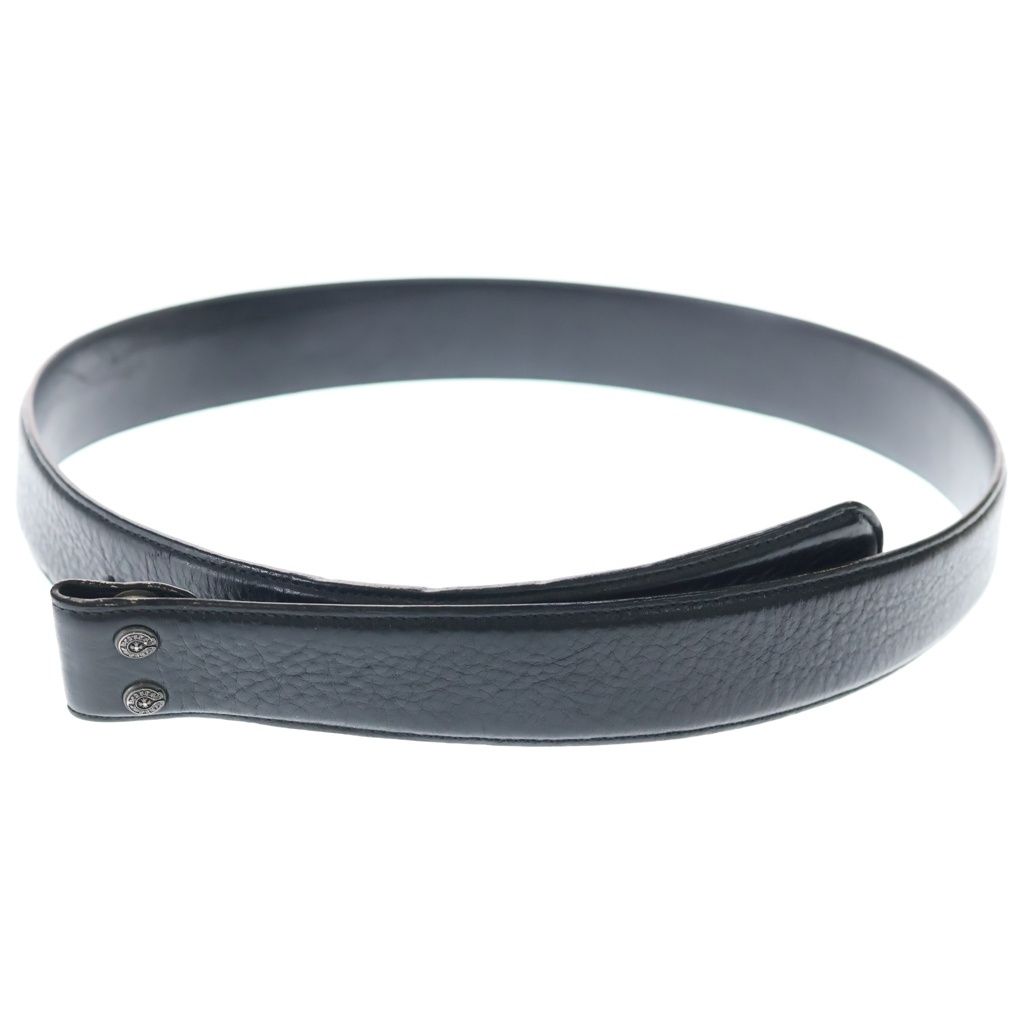 CHROME HEARTS (クロムハーツ) 1.5 STRAP 1.5inch スクロールレーベルリベッツ レザーベルト ブラック