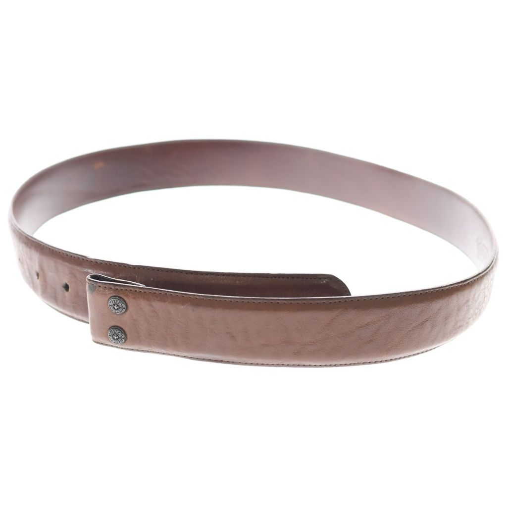 CHROME HEARTS (クロムハーツ) 1.5 STRAP 1.5inch スクロールレーベルリベッツ レザーベルト ブラウン