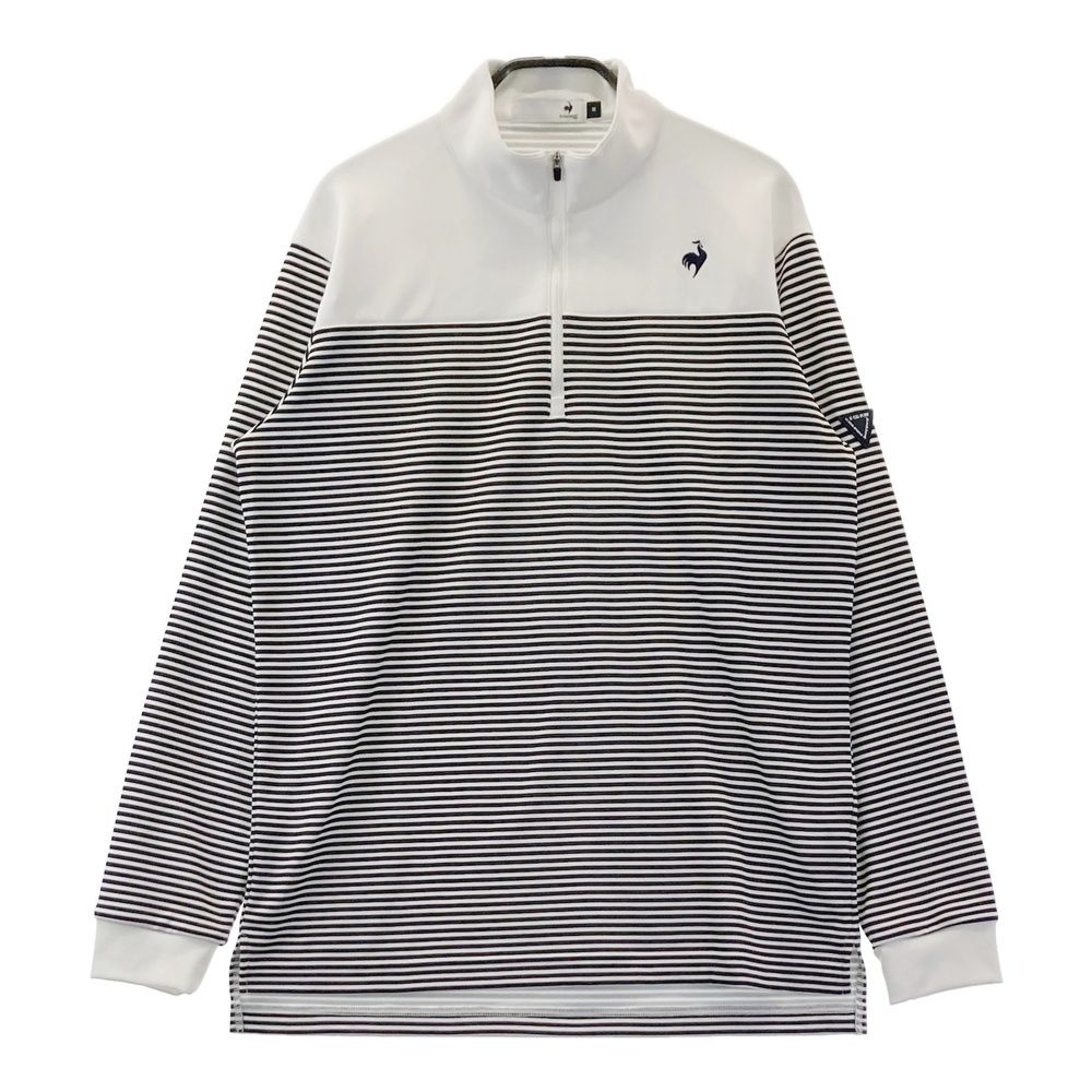 サイズ：M LE COQ GOLF ルコックゴルフ 2025年モデル ハーフジップ 長袖Tシャツ ボーダー柄 ホワイト系 [240101678020] ゴルフウェア メンズ ストスト
