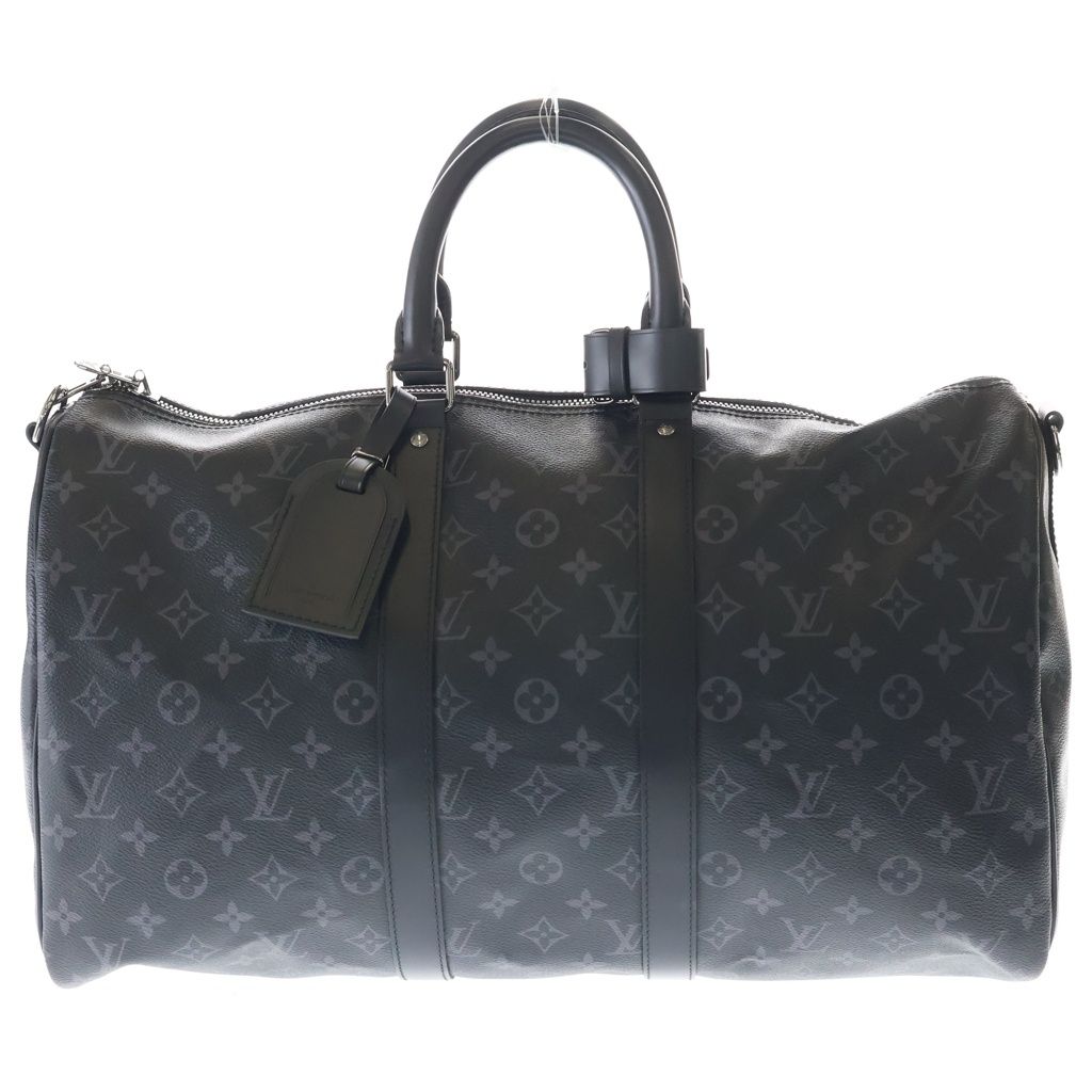 LOUIS VUITTON (ルイヴィトン) モノグラムエクリプス キーポルバンドリエール45 2WAYバッグ ボストンバッグ ハンドバッグ ショルダーバッグ ブラック レザー×PVC M40569 ガンメタ金具