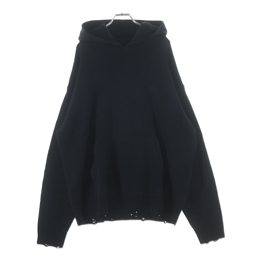 JORDAN BRAND (ジョーダンブランド) ×A MA MANIERE M J AMM HOODIE SWEATER アママニエール ロゴ刺繍 ウール ニット プルオーバーパーカー ブラック FN0611-010