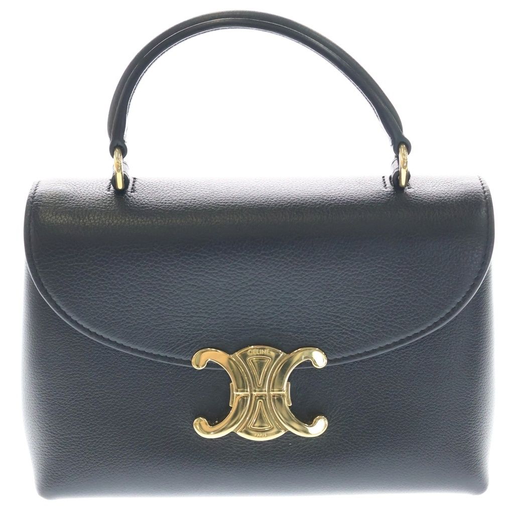 CELINE (セリーヌ) ティーン ニノ 2wayショルダーバック ハンドバッグ ブラック カーフスキン ゴールド金具