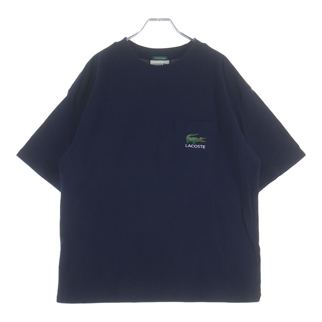 LACOSTE (ラコステ) EDIFICE別注 ロゴ刺繍 ワッペンポケット 半袖Tシャツ ネイビー TH202PL