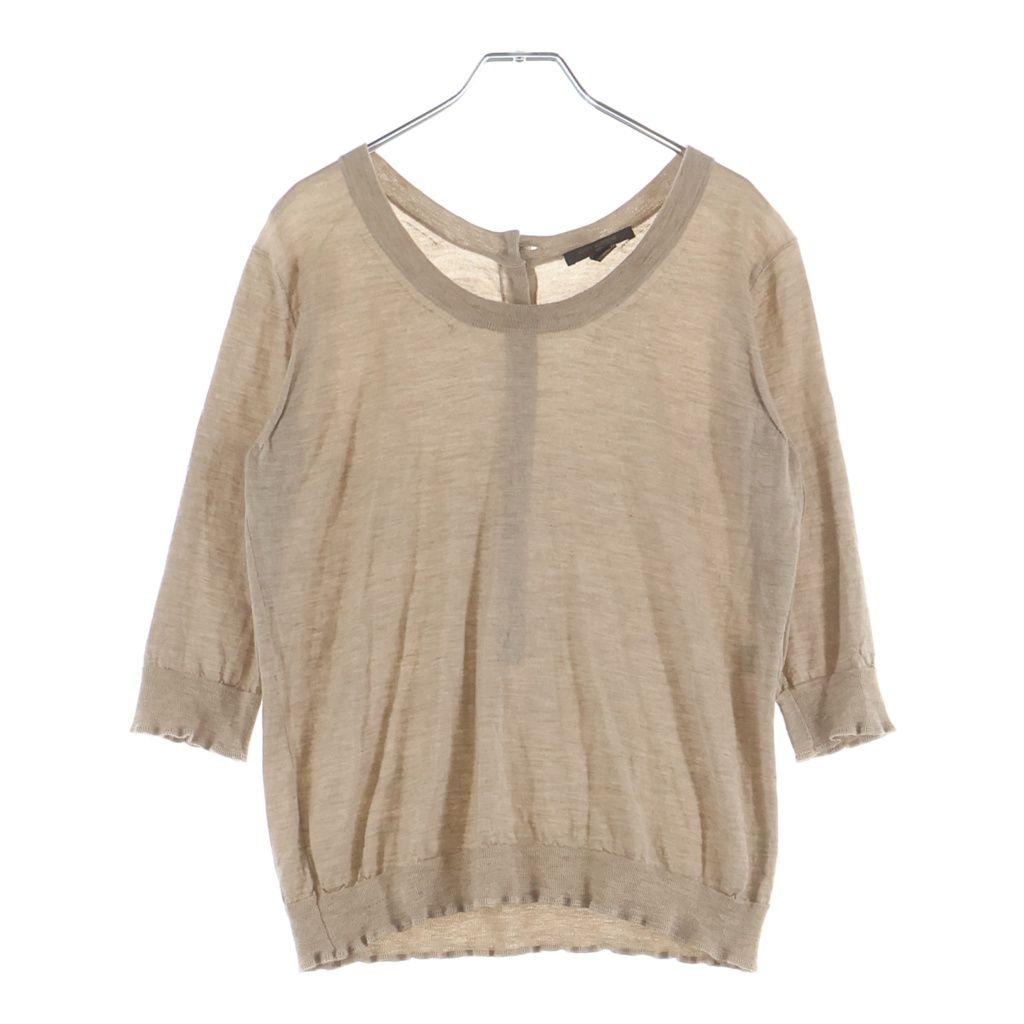LOUIS VUITTON (ルイヴィトン) 07AW シルク混 カシミヤ ボタンデザイン プルオーバー ニット セーター ベージュ レディース RW072A WLKM07MMH