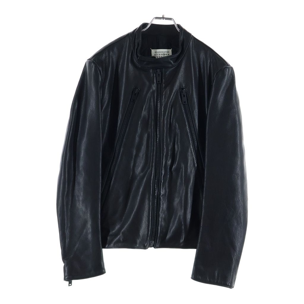 Maison Margiela (メゾンマルジェラ) 15AW 5Zip Leather Jacket ハの字 レザーライダースジャケット ブラック S30AM0313 SX9250