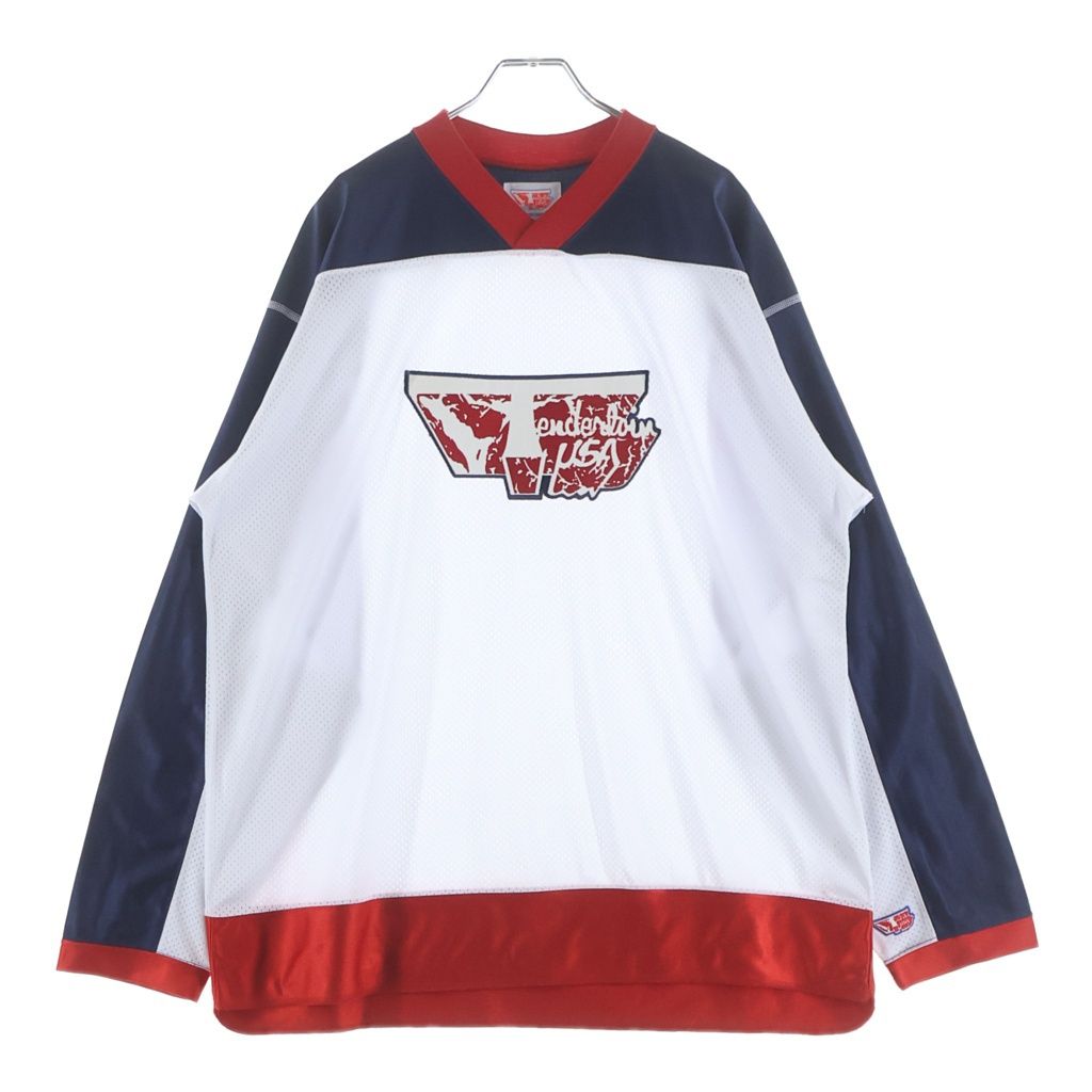TENDERLOIN (テンダーロイン) ワッペン メッシュ ホッケーシャツ 長袖Tシャツ ホワイト