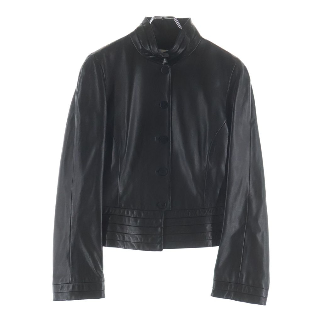 ARMANI COLLEZIONI (アルマーニ コレツィオーニ) Leather Jacket カーフレザー ジャケット スタンドカラー ブラック