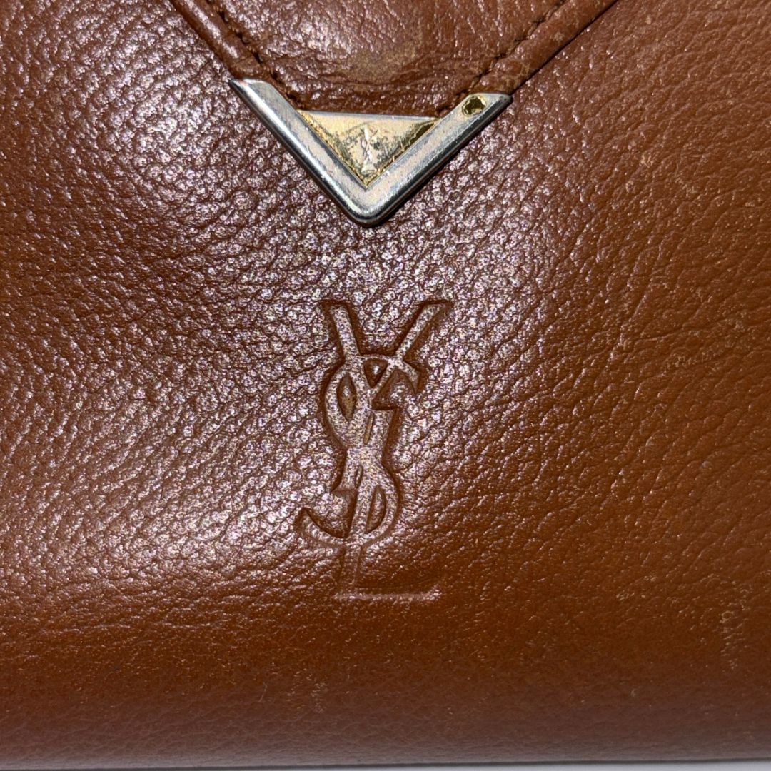 YSL イヴサンローラン がま口財布 ブラウン 訳あり - メルカリ