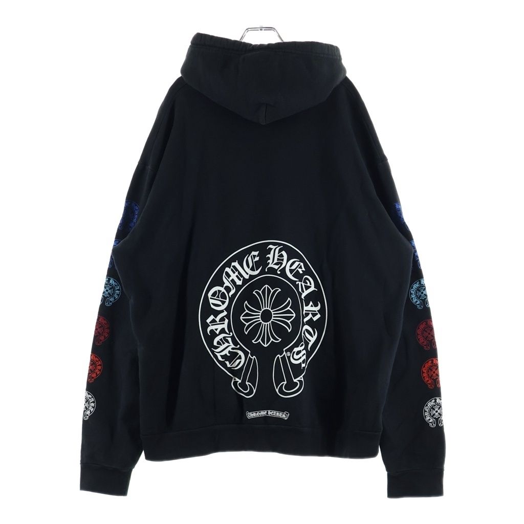 CHROME HEARTS (クロムハーツ) Multicolor Sleeve Logo Horseshoe Pullover Hoodie マルチカラー スリーブホースシューロゴ プルオーバーパーカー フーディー ブラック