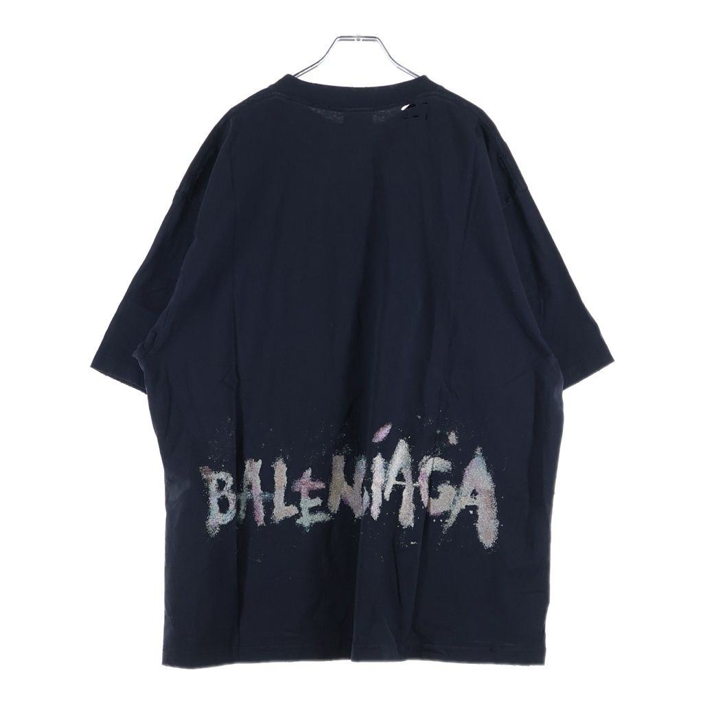 BALENCIAGA (バレンシアガ) Medium Fit T Shirt ダメージ加工 半袖Tシャツ ブラック 764235 TSVD5