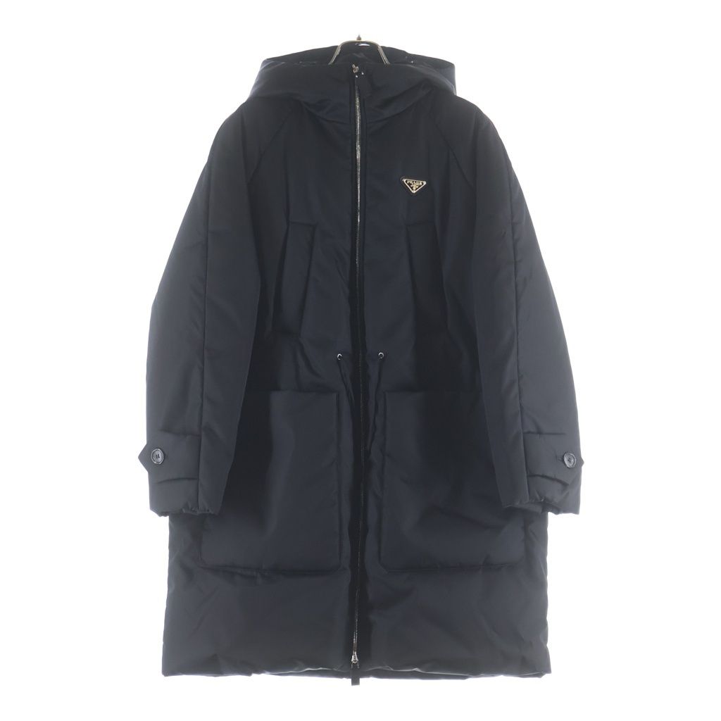PRADA (プラダ) トライアングルロゴプレート リナイロン フーデッド ダウンジャケット レディース ブラック 292197
