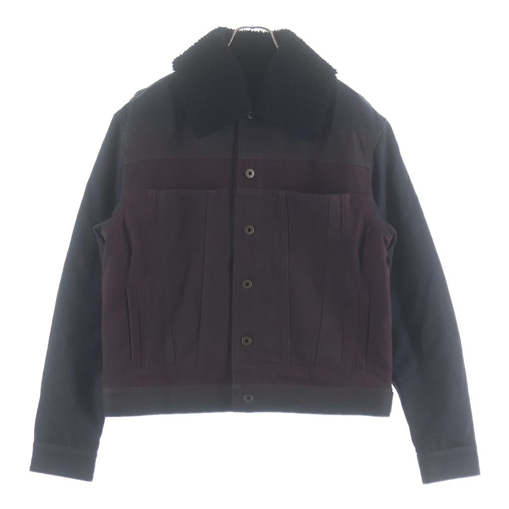 LOEWE (ロエベ) PANELLED DENIM JACKET パネルド キルティング ボアカラー デニムジャケット ブラック H526Y50X27