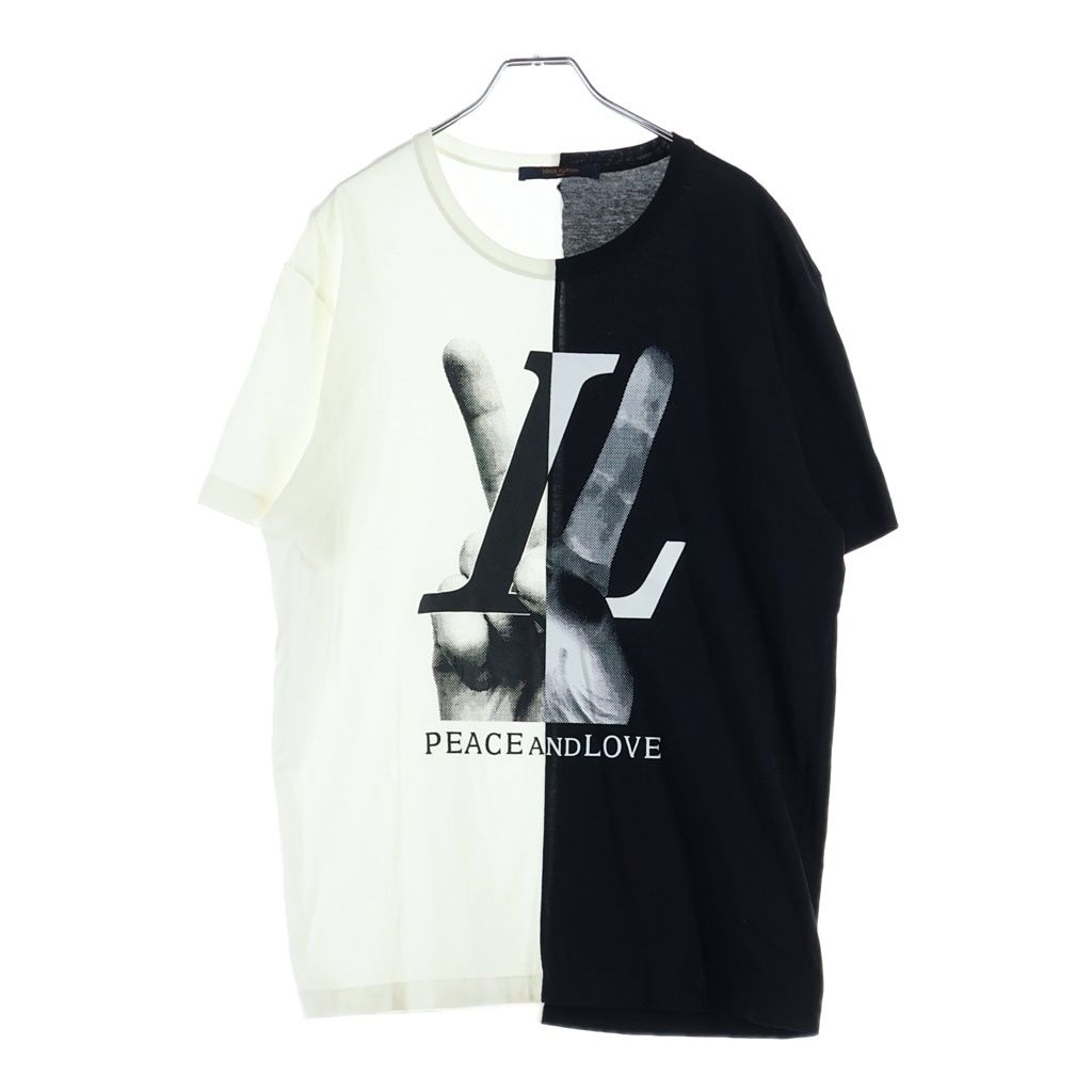 LOUIS VUITTON (ルイヴィトン) 18AW PEACEANDLOVE ピースアンドラヴ 半袖Tシャツ カットソー ホワイト/ブラック RM182 FMB HFY89W