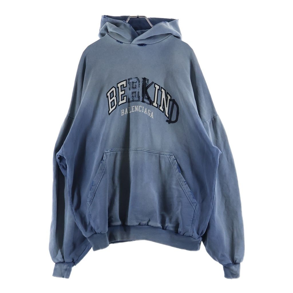 BALENCIAGA (バレンシアガ) 23AW アーチロゴ デストロイ加工 プルオーバーフーディー ブルー 761458 TPVD6