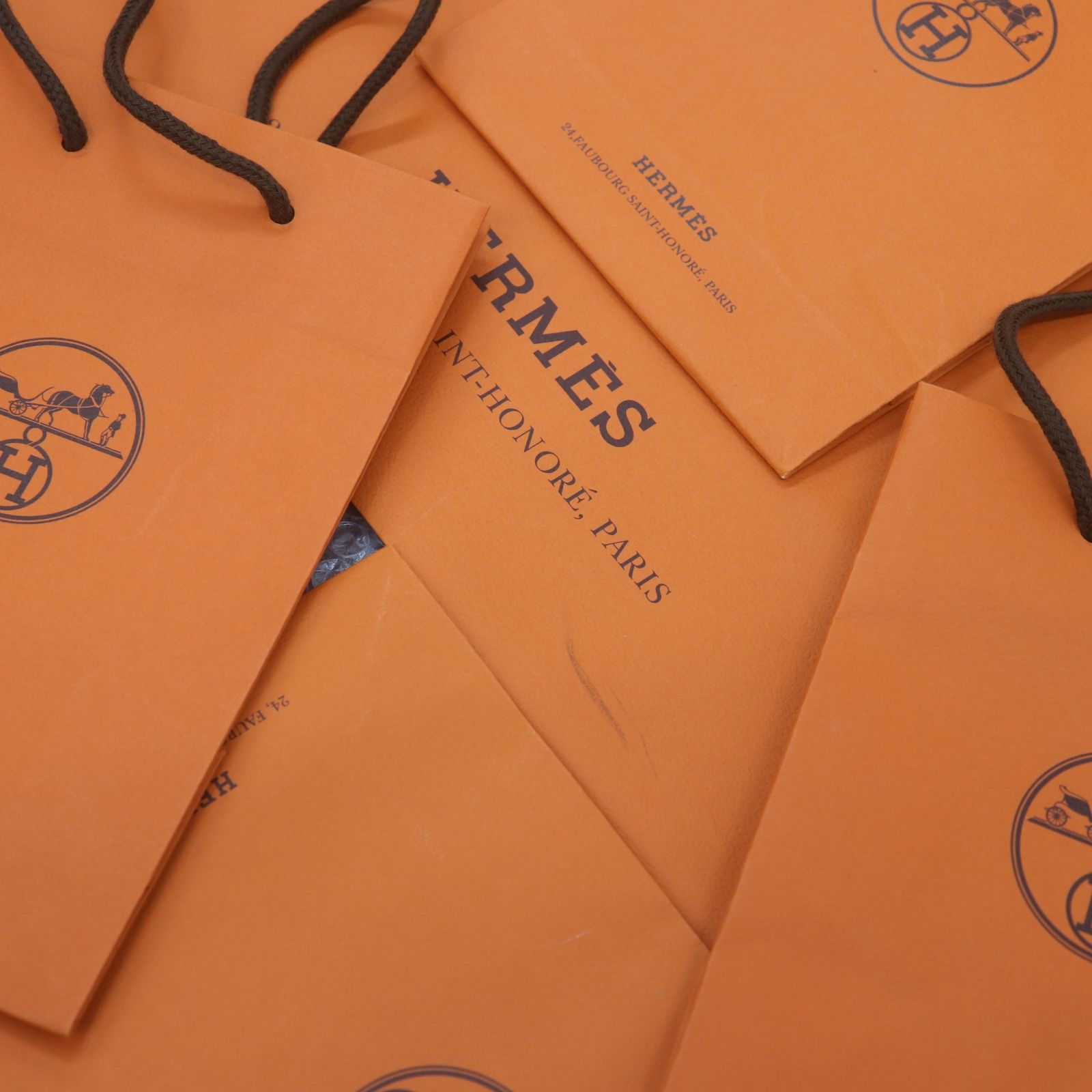 HERMES オレンジボックス 空き箱 26個セット ショッパー7袋&リボン付 ITHZ4FIWB1R4 HERMES エルメス BOX 純正 紙袋 オレンジ 空き箱