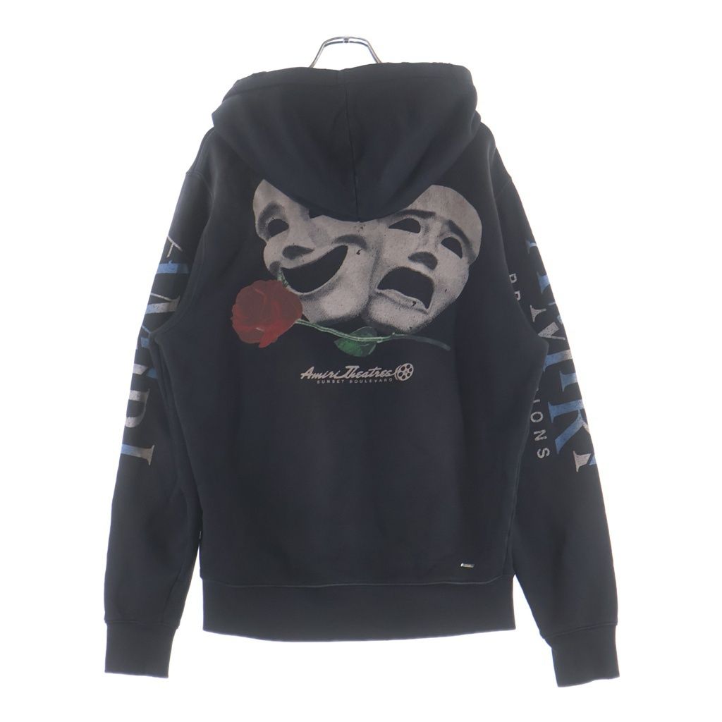 AMIRI (アミリ) Theatre Masks Hoodie バックプリント プルオーバーパーカー ブラック SRAJYHD1069